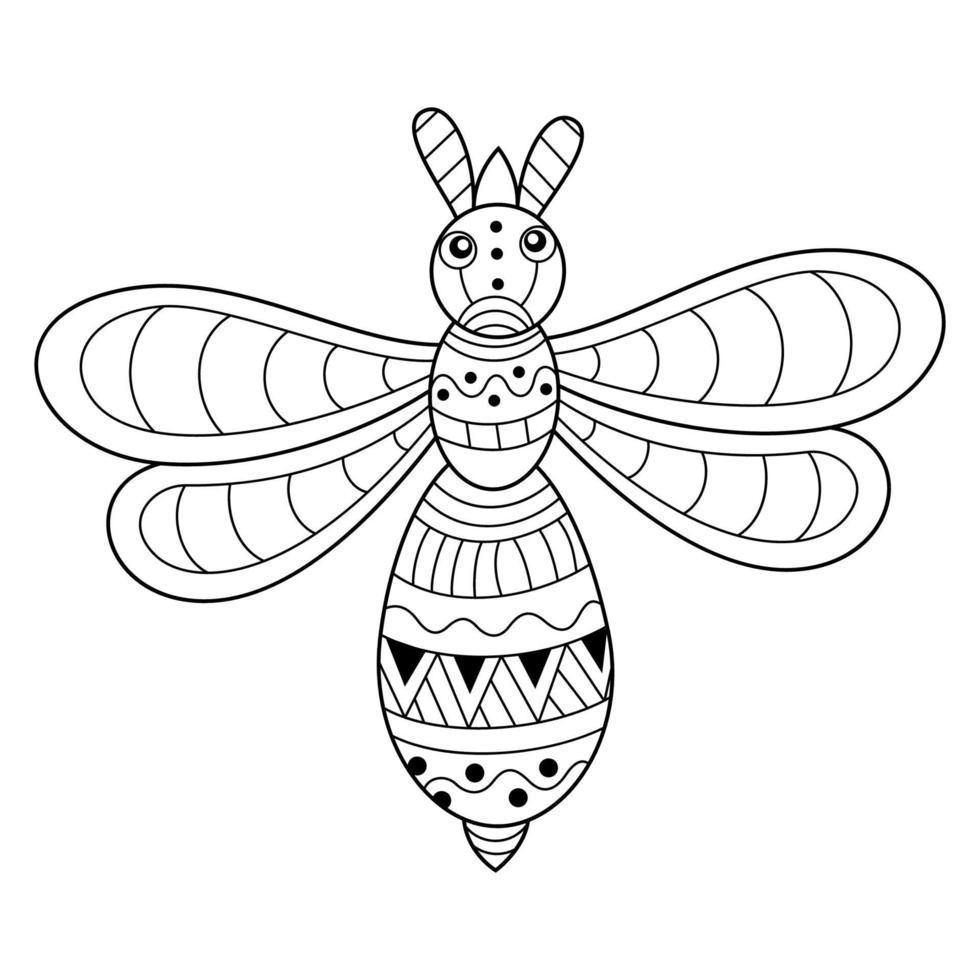 arte lineal de abeja vector