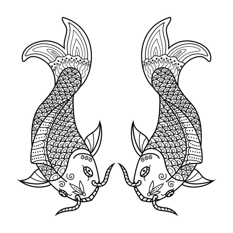 Koi fish line art 11352296 Vector Art at Vecteezy