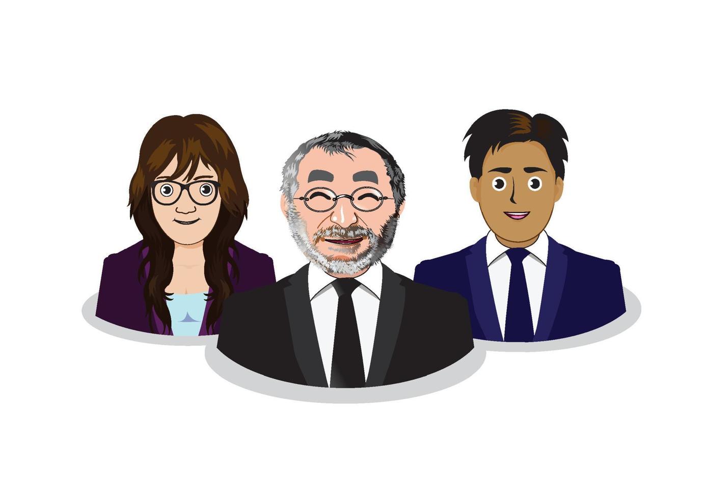 tres iconos de personas de negocios vector