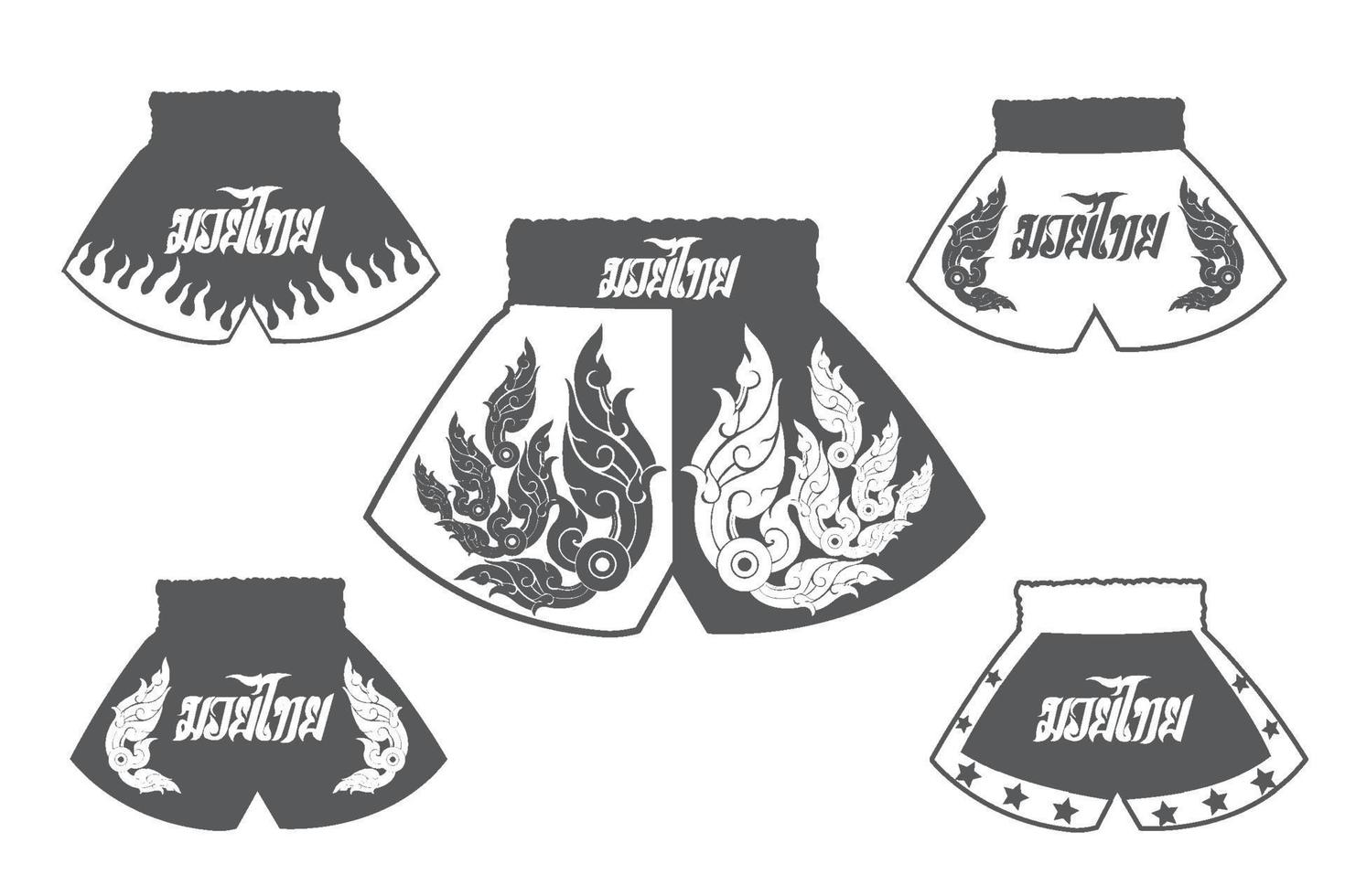 Black and white color Boxing shorts set vector