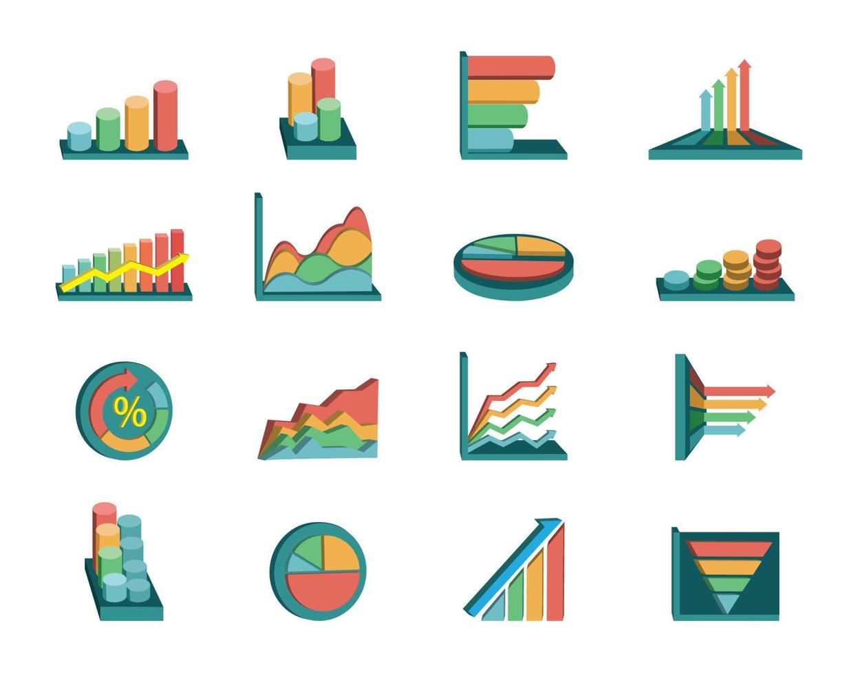 ilustración de conjunto de gráficos de negocios planos vector