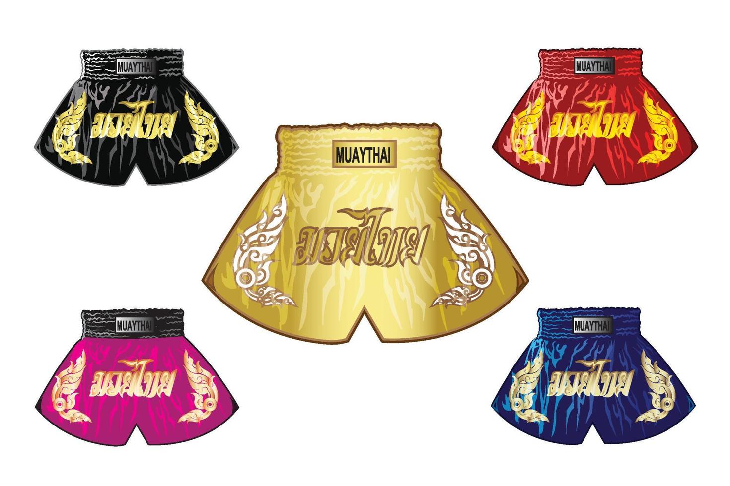 Modern color for thai boxing shorts set vector
