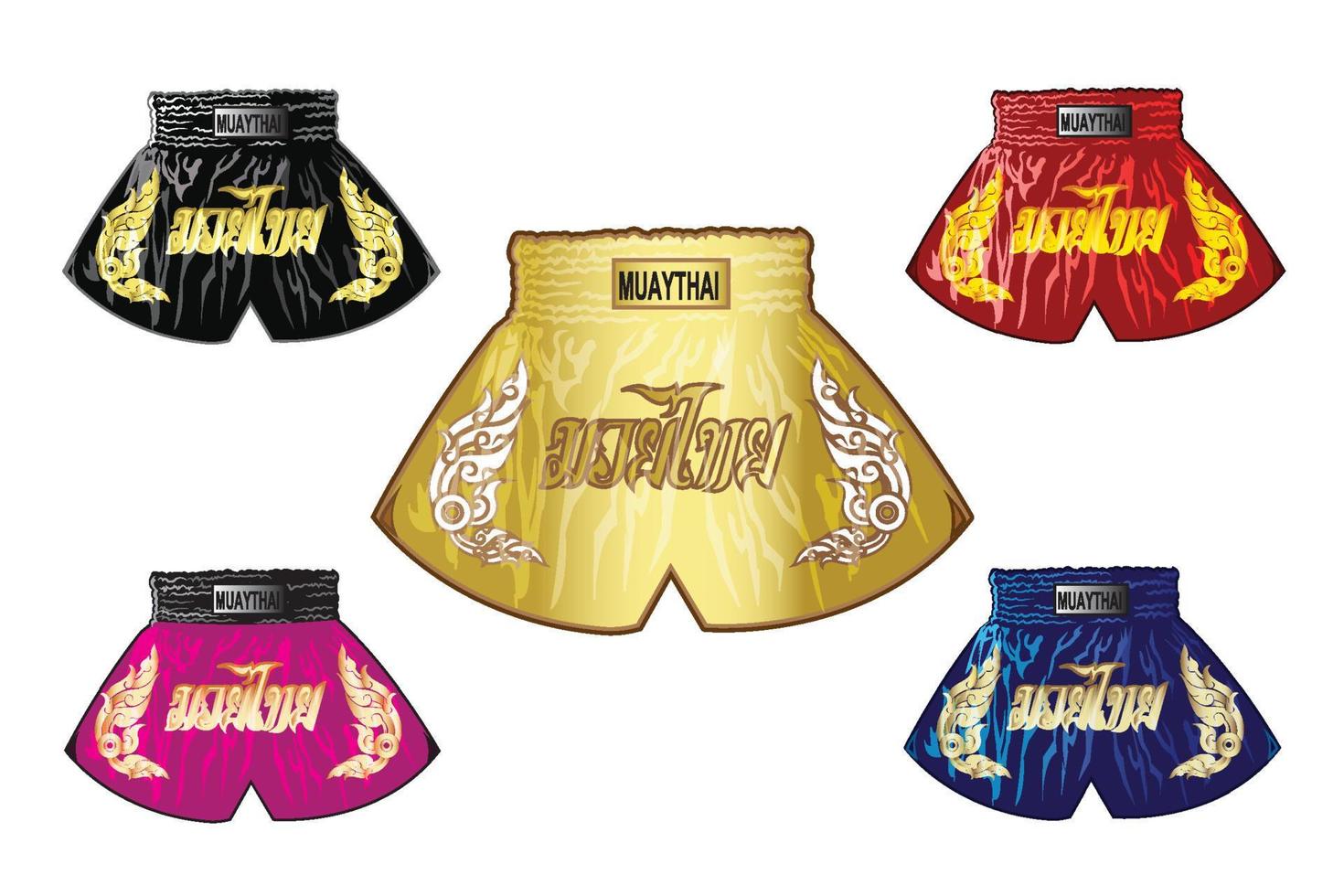 color moderno para conjunto de pantalones cortos de boxeo tailandés vector