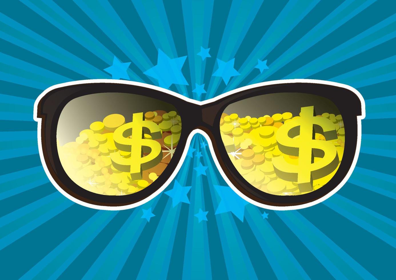 Glasses visible gold coin and bullion vector