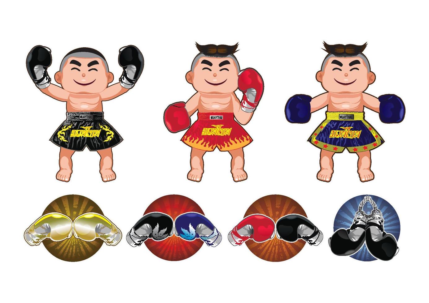 Character of Thai boxing set vector