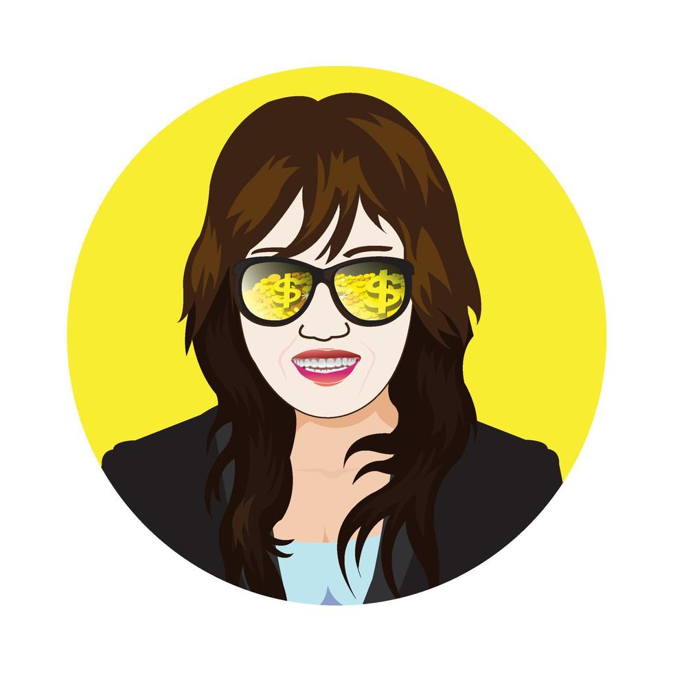 Businesswoman with glasses visible gold coin and bullion vector