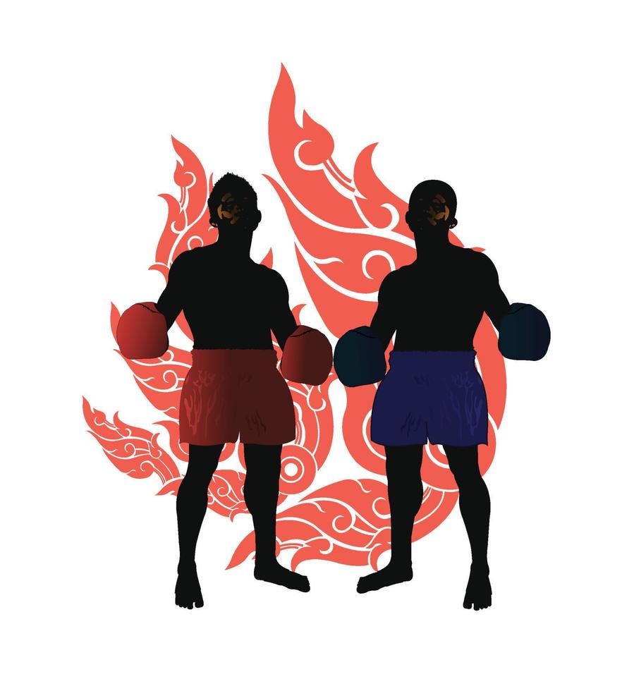 Two thai boxing.It's winner concept vector