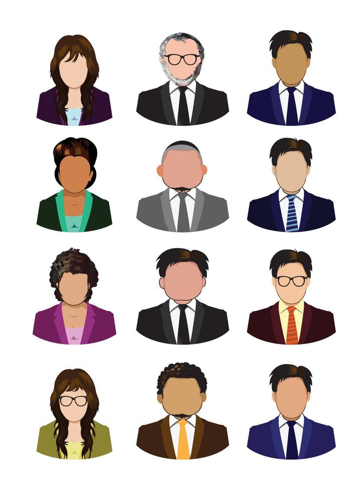 Set of business people icons isolated vector