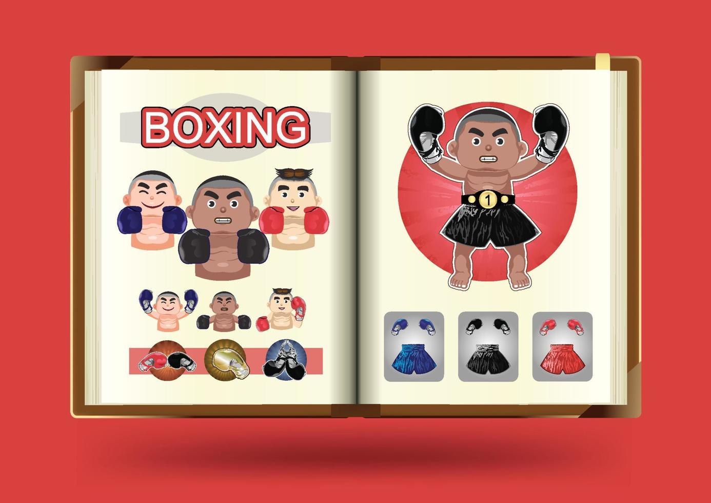 Boxing set on notebook page vector illustration