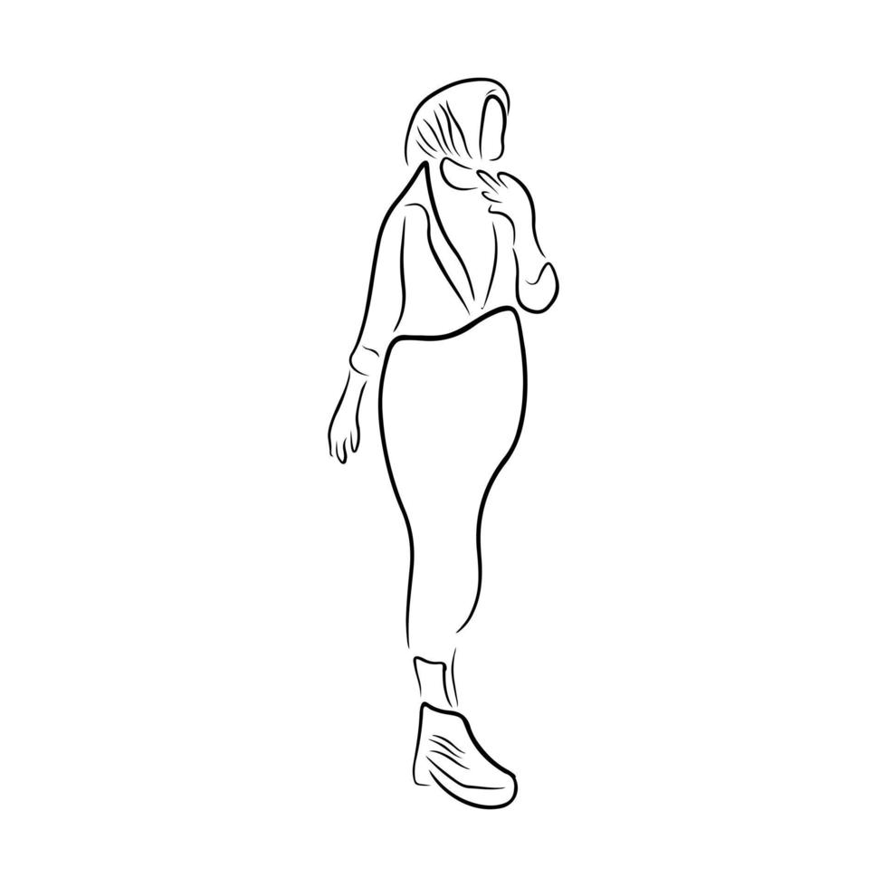 Woman pose line art style vector