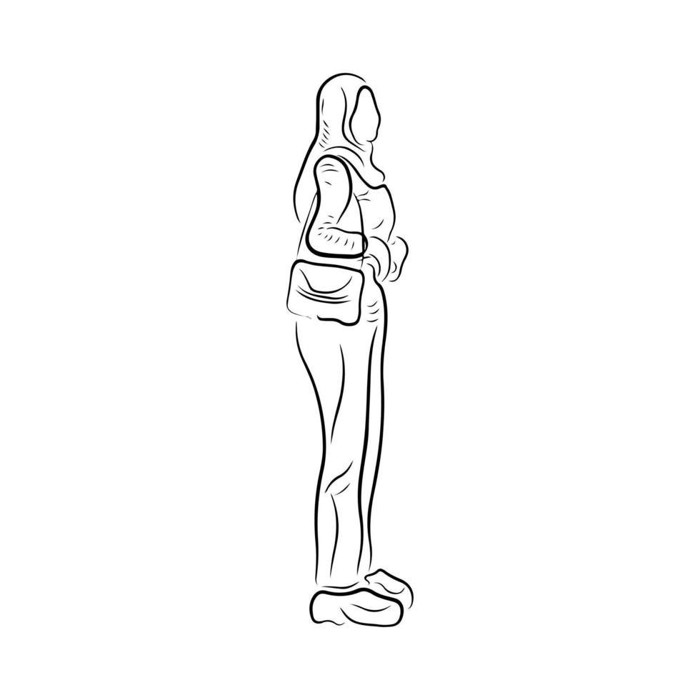 Woman pose line art style vector