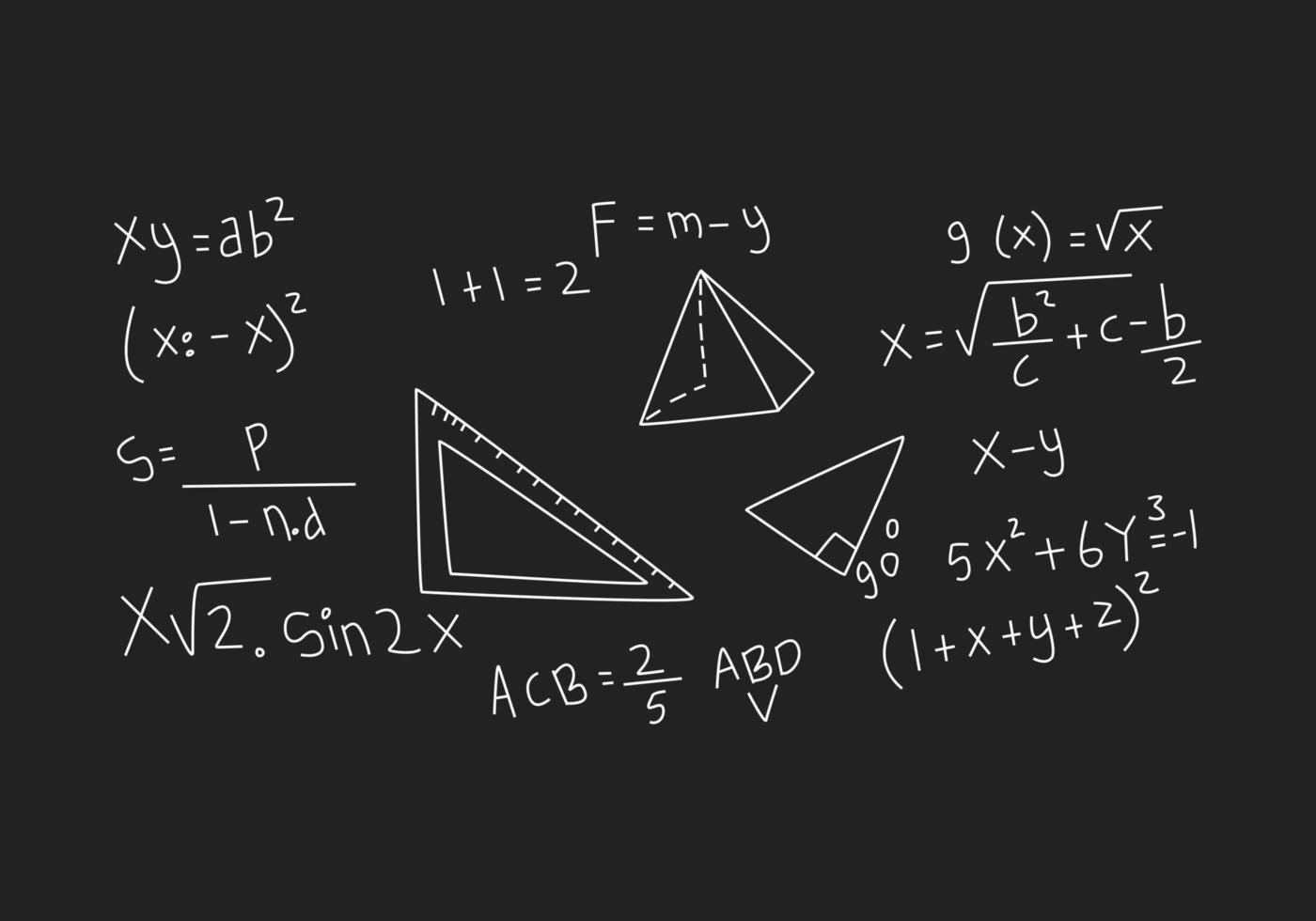 ilustración realista del fondo de la pizarra de matemáticas vector