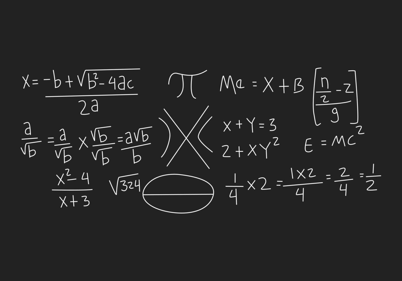 ilustración realista del fondo de la pizarra de matemáticas vector