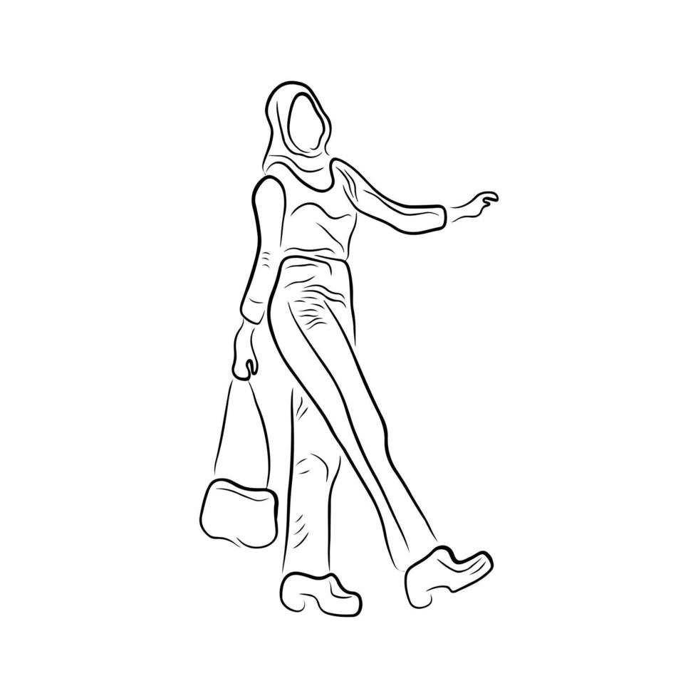 Woman pose line art style vector