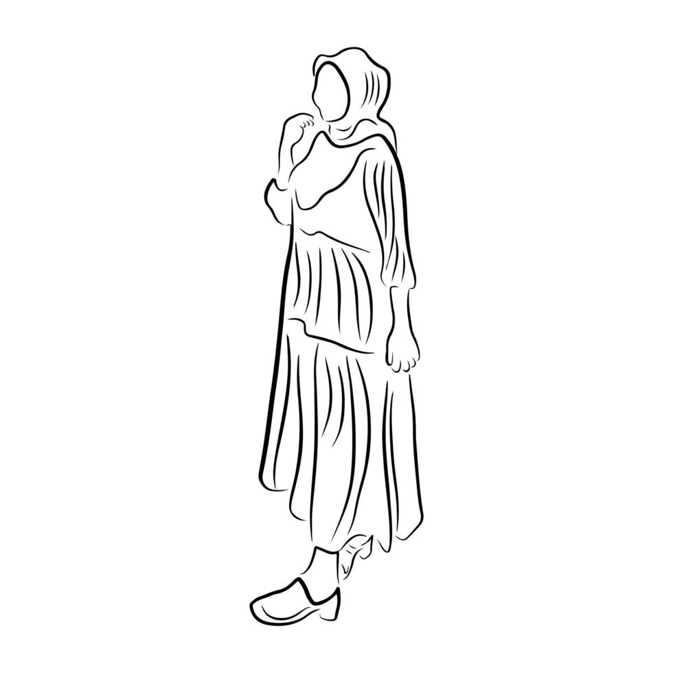 Woman pose line art style vector