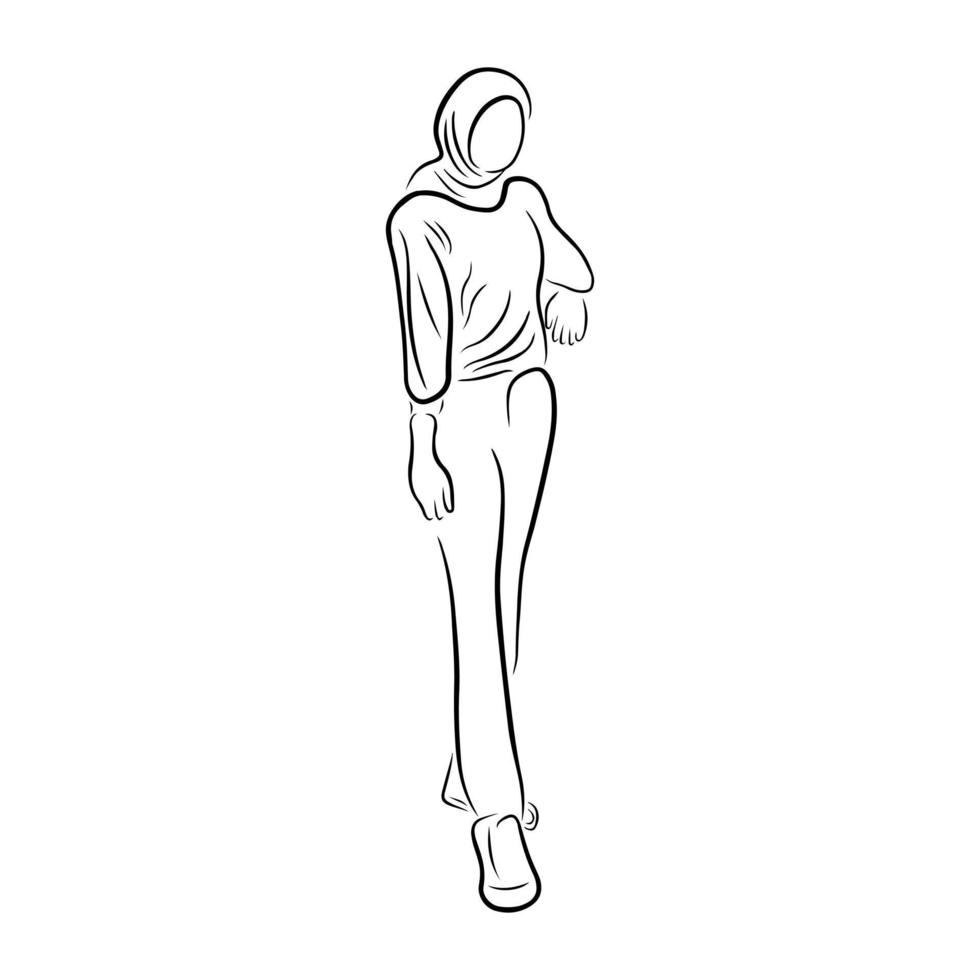 estilo de arte de línea de pose de mujer vector