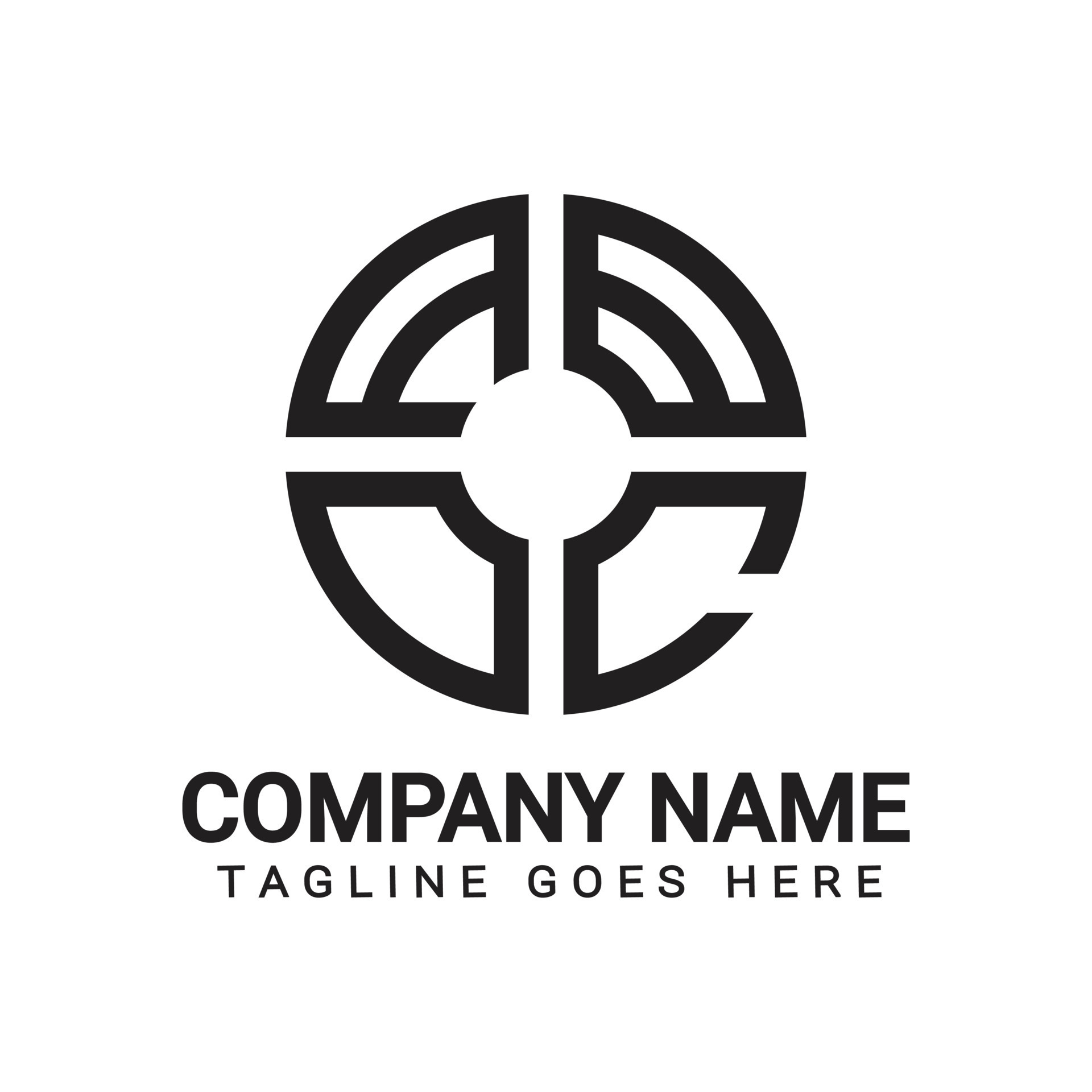 Print, company, business, creative, round type, four round type logo