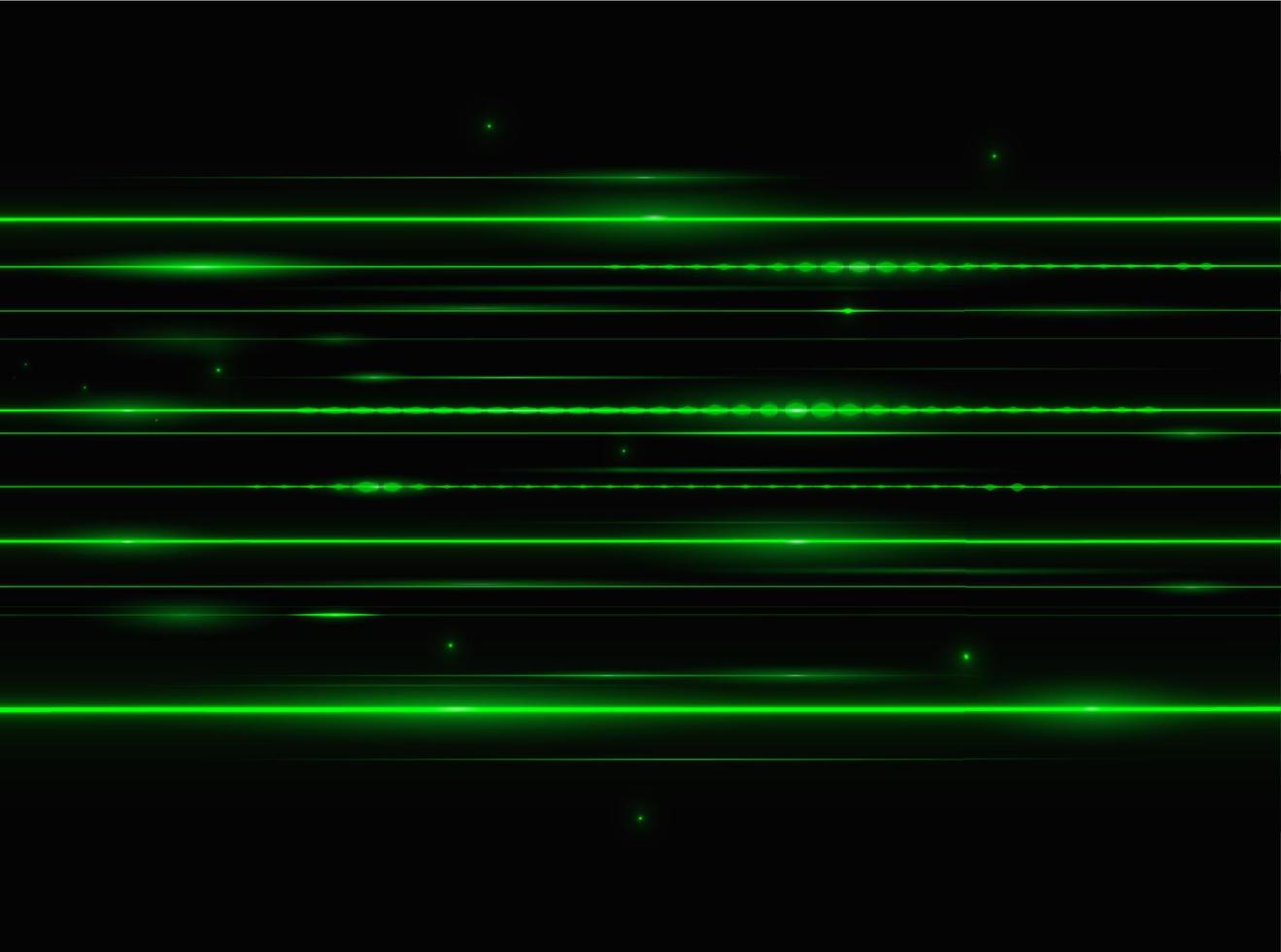 Green laser beam lights. Vector flare