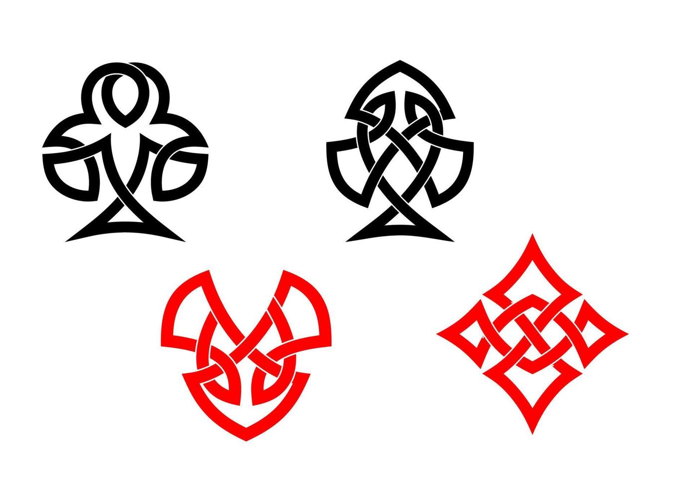 Poker card symbols in celtic style vector