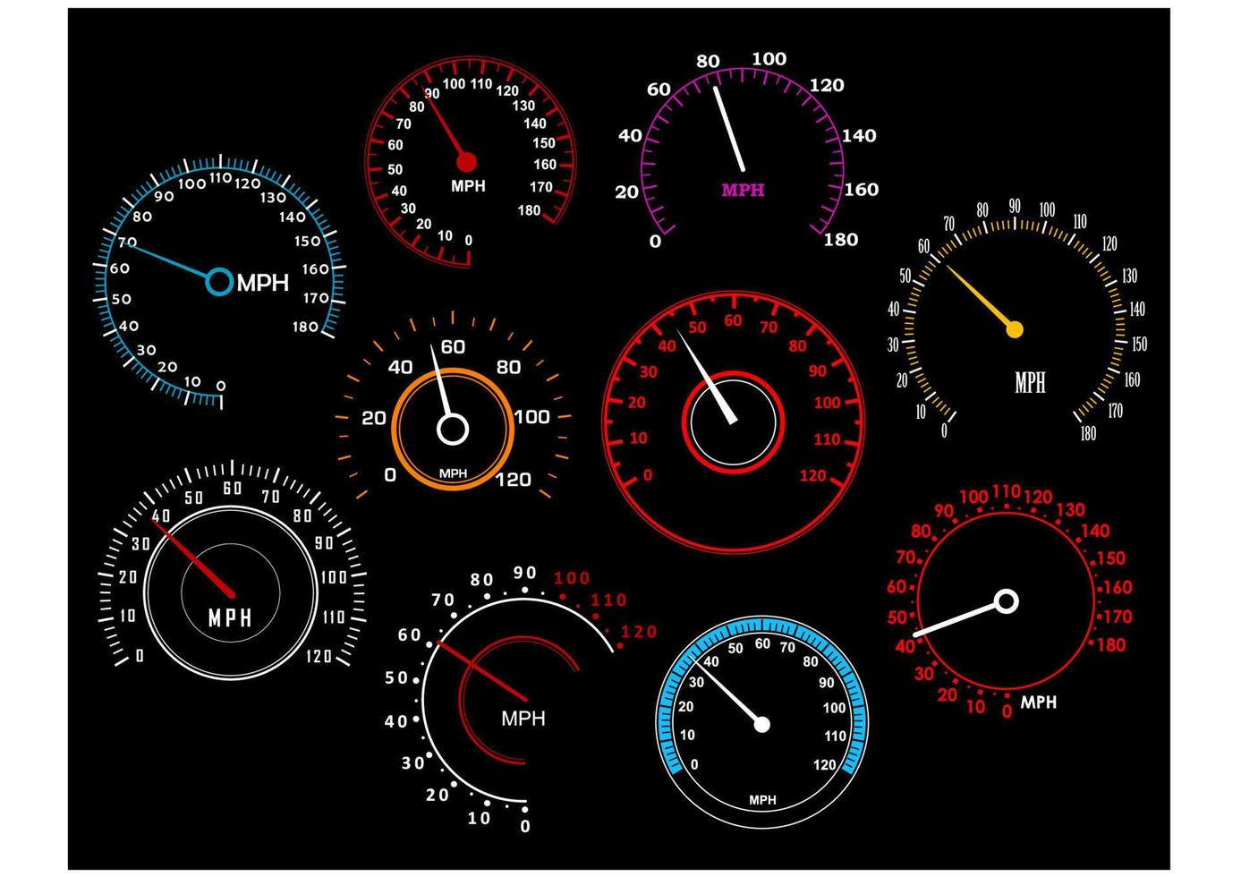 Speedometers dials set vector