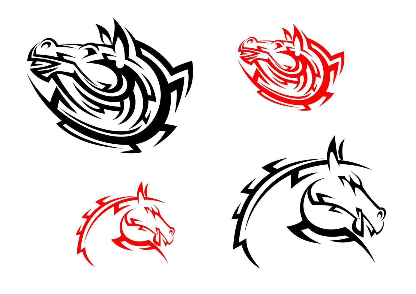 Tribal mascots with red and black horses vector