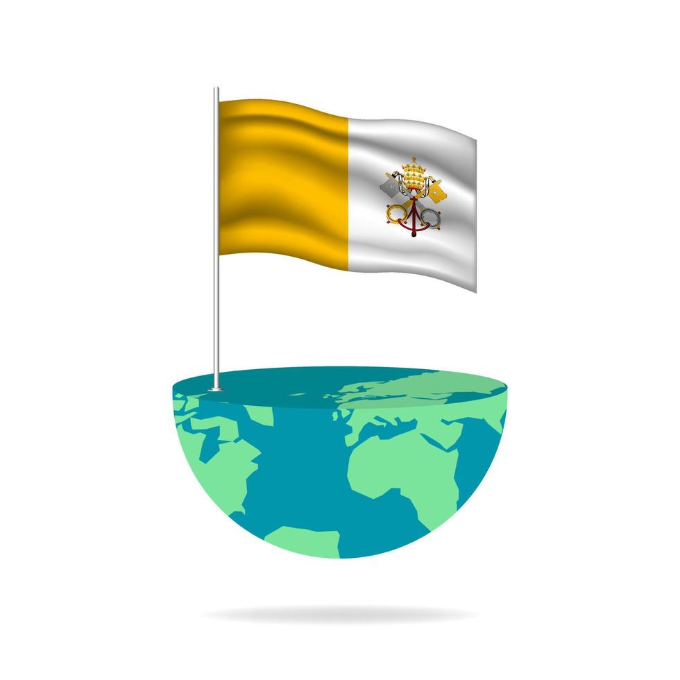 asta de la bandera de la ciudad del vaticano en el mundo. bandera ondeando en todo el mundo. fácil edición y vector en grupos. Ilustración de vector de bandera nacional sobre fondo blanco.