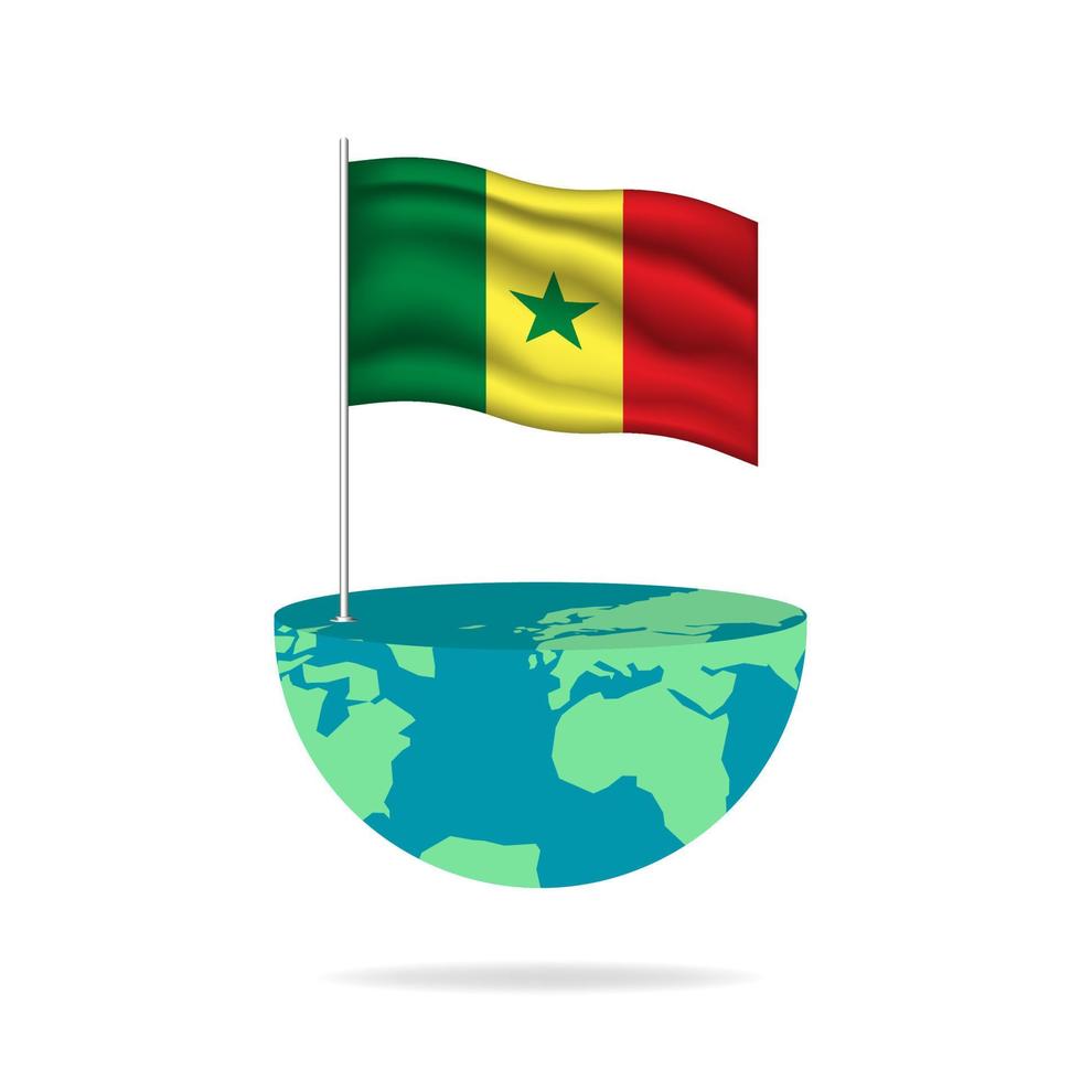 asta de la bandera de senegal en el mundo. bandera ondeando en todo el mundo. fácil edición y vector en grupos. Ilustración de vector de bandera nacional sobre fondo blanco.