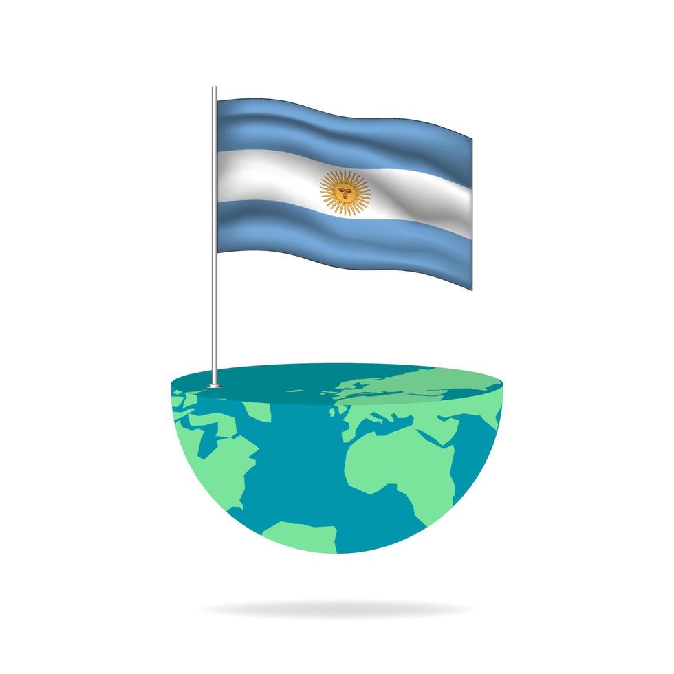 asta de la bandera argentina en el mundo. bandera ondeando en todo el mundo. fácil edición y vector en grupos. Ilustración de vector de bandera nacional sobre fondo blanco.