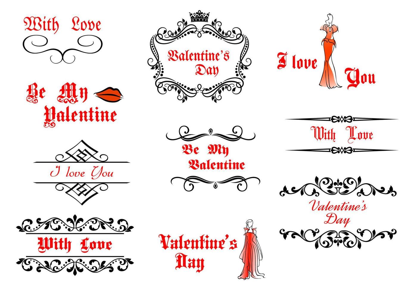 Valentine's Day messages and headlines vector