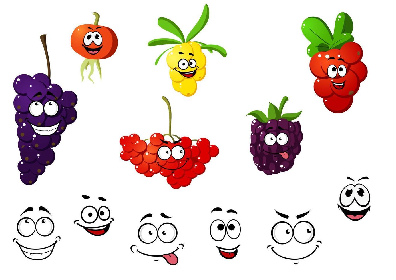 Fresh cartoon berries set vector