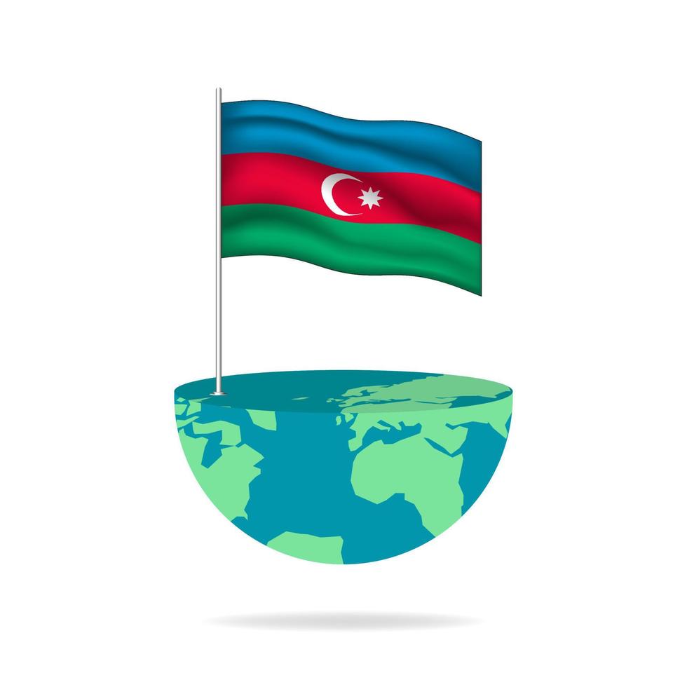 asta de la bandera de azerbaiyán en el mundo. bandera ondeando en todo el mundo. fácil edición y vector en grupos. Ilustración de vector de bandera nacional sobre fondo blanco.
