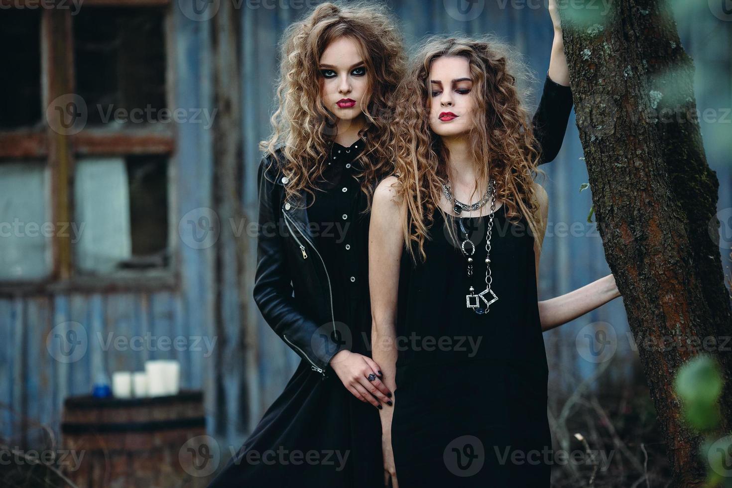 two vintage women as witches photo