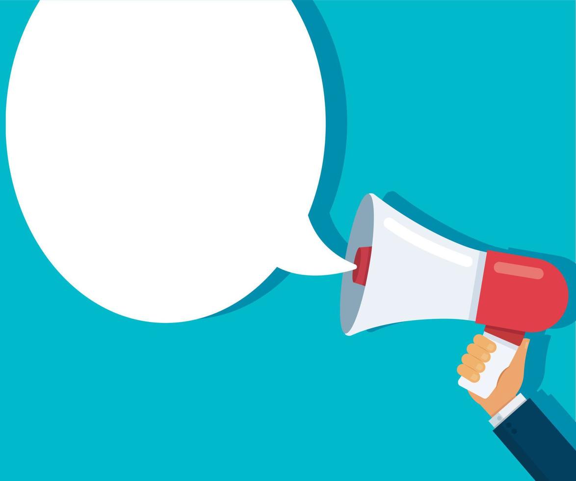 megaphone with copy space on blue background. media marketing vector illustration
