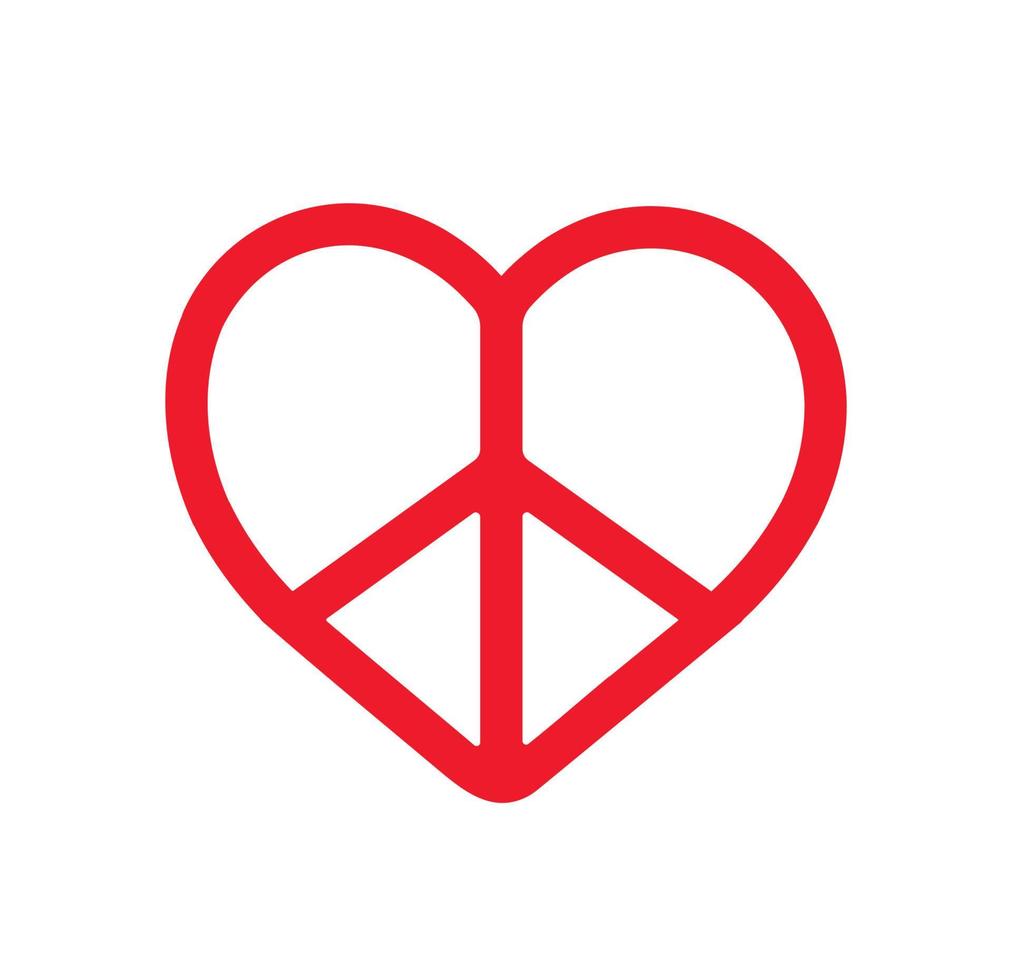 símbolo de paz en el icono de forma de corazón. ilustración vectorial vector