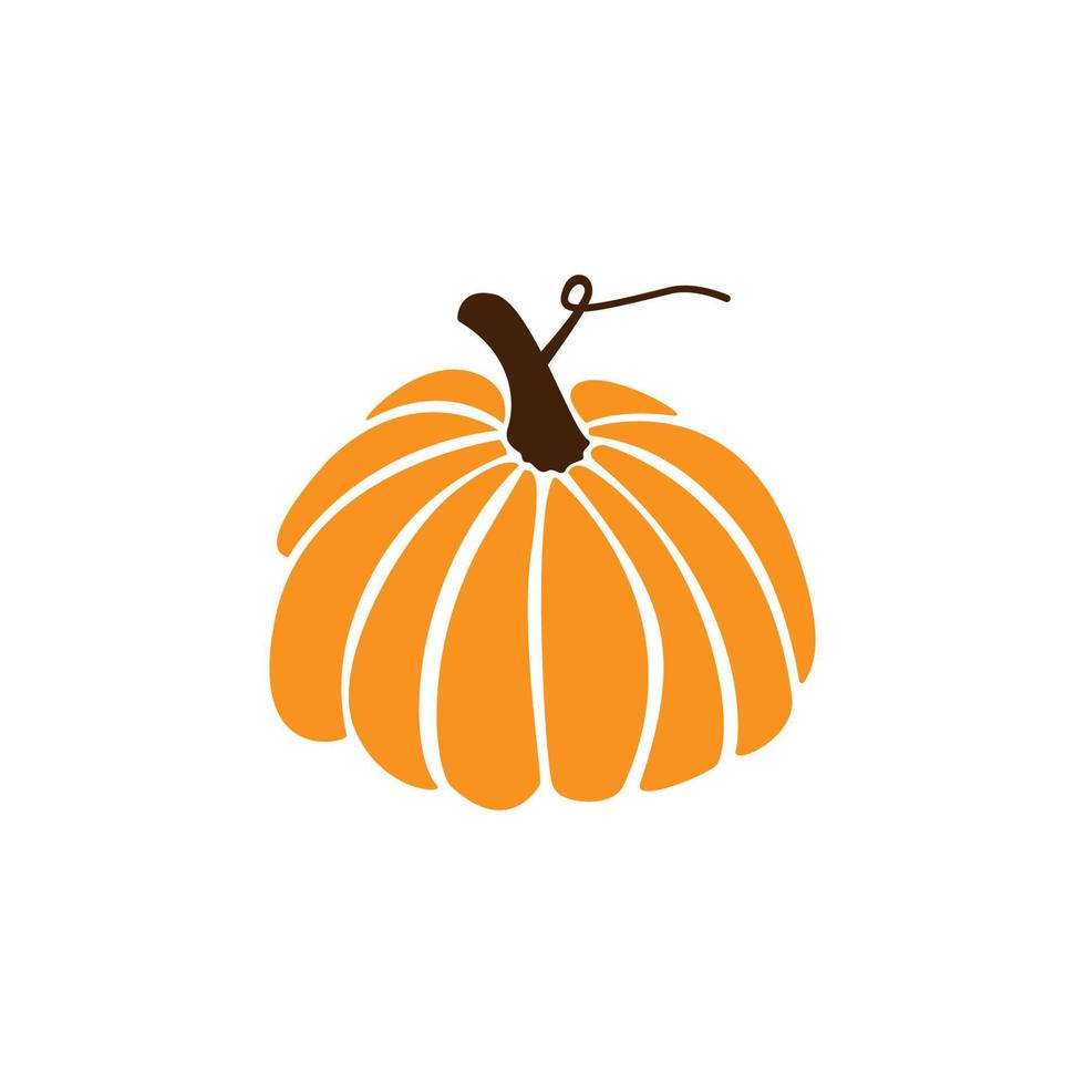 Hand drawn orange pumpkin. Vector pumpkin for Halloween or Thanksgiving design. Outline.