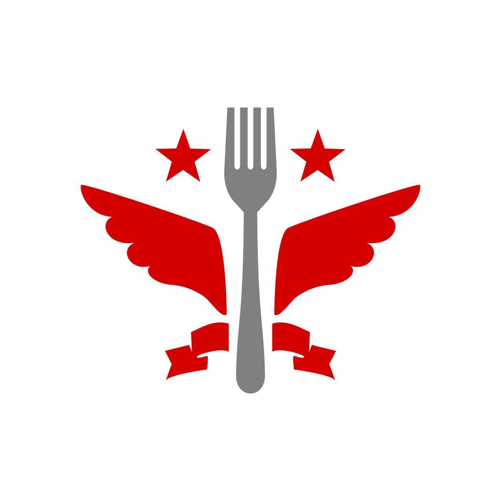 ilustración de un tenedor con alas. bueno para el logo del restaurante o cualquier negocio relacionado con la comida. vector