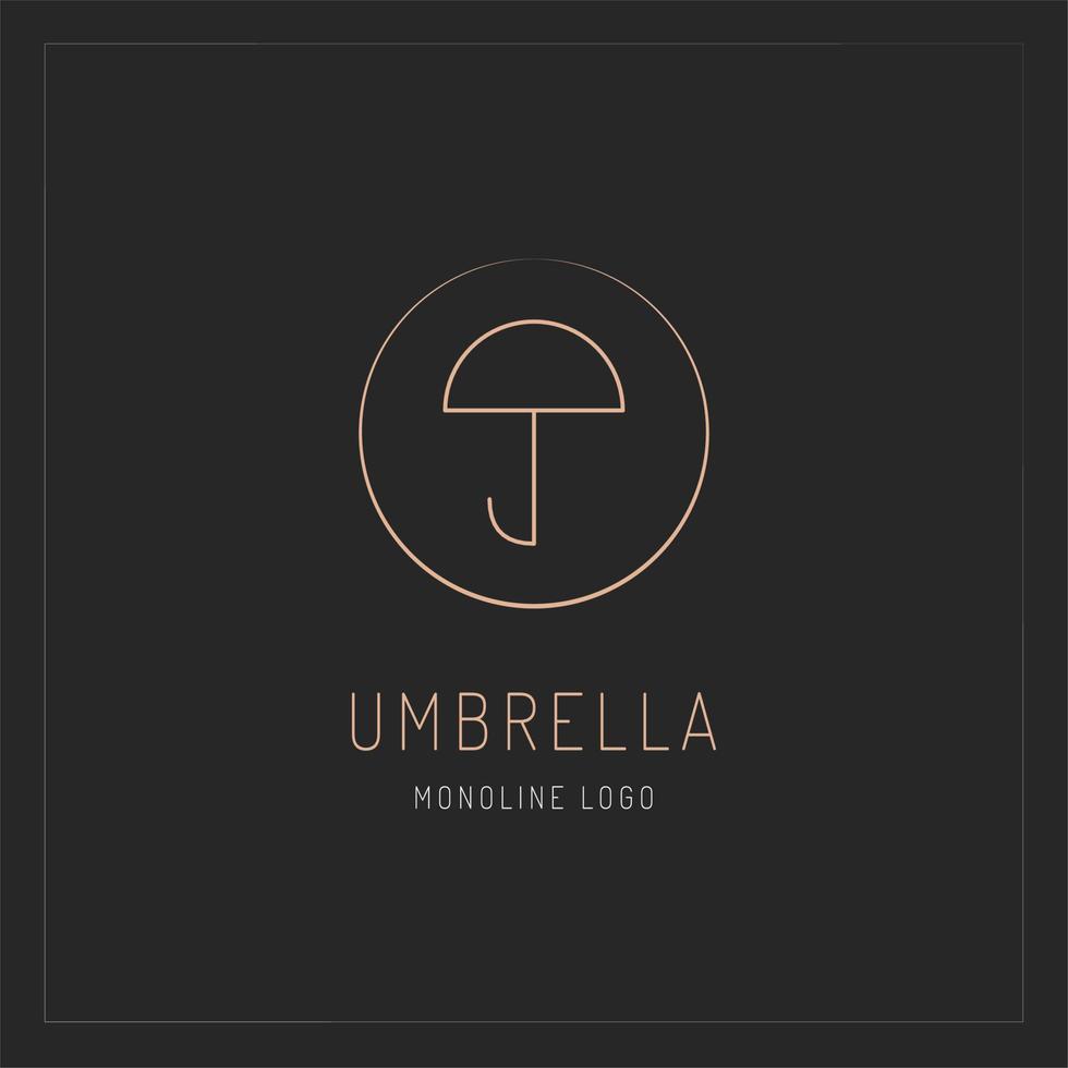 Umbrella Outline Logo Design. Umbrella Line Art Design Concept Isolated on Black Background vector