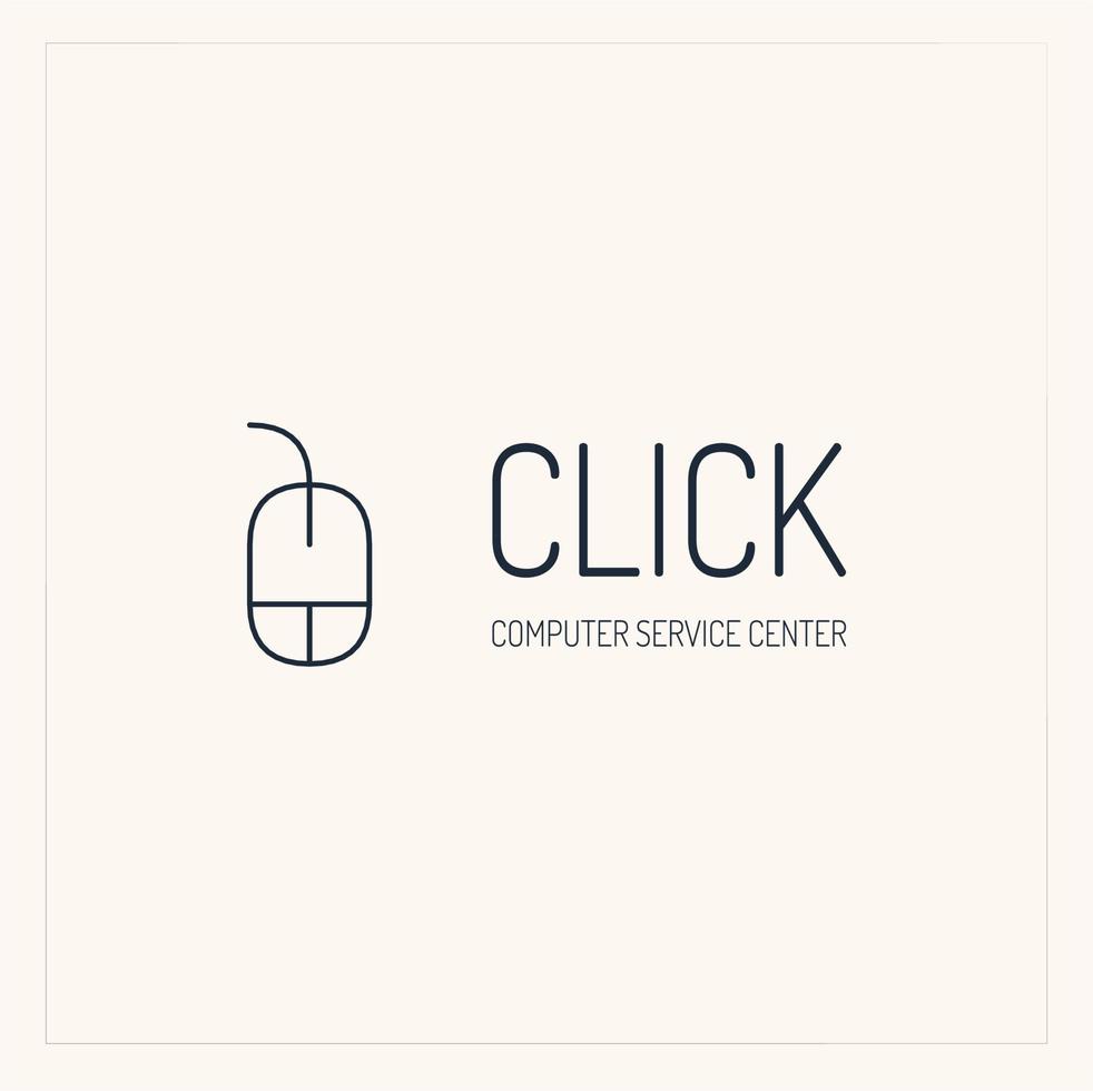 Minimal Outline Mouse Logo. Isolated Online Computer and Electronic Service Logo Concept on Cream Background. vector