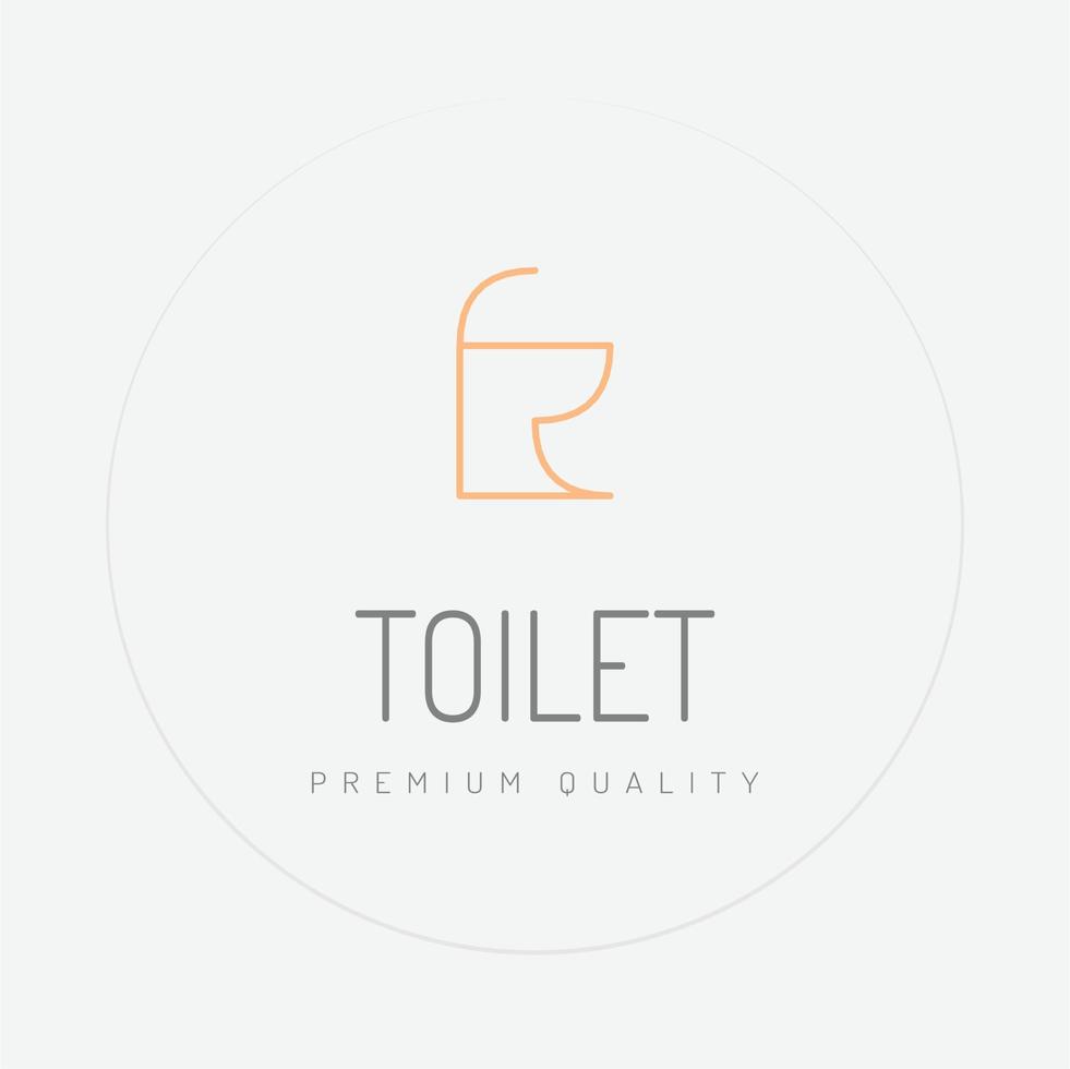 Minimal Toilet Logo, Isolated Logo on Cream Background, Toilet Bowl  Line Art. vector