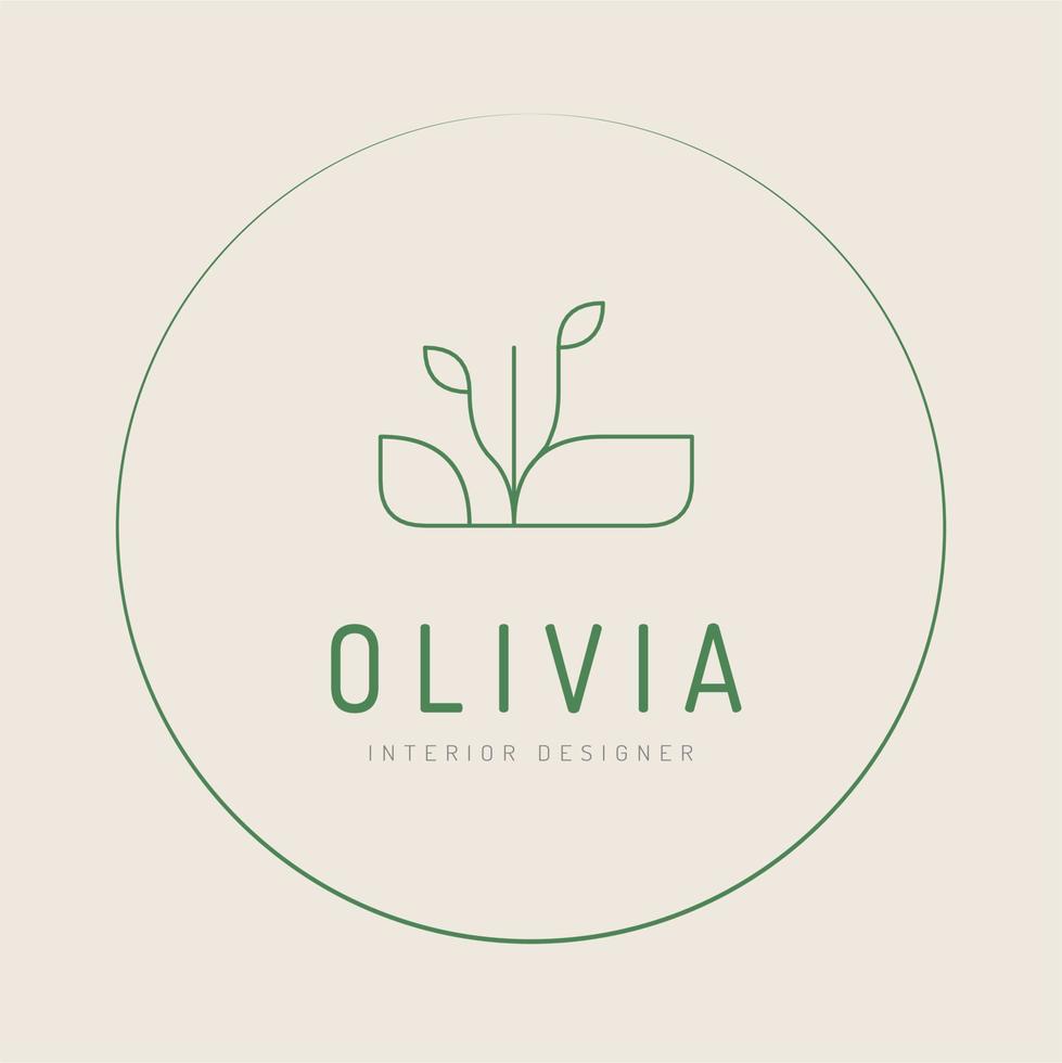 logotipo de diseño interior mínimo. estilo mononolina. plantilla de diseño de logotipo interior minimalista vector