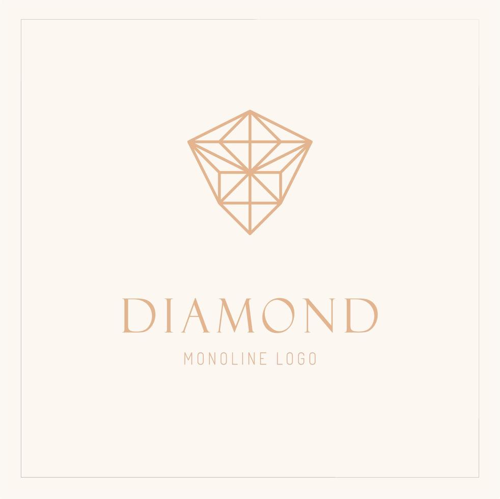 diseño de vector de logotipo de diamante de arte de línea. emblema de diamante monoline abstracto, concepto de diseños. plantilla de vector de icono de logotipo de diamante de geometría