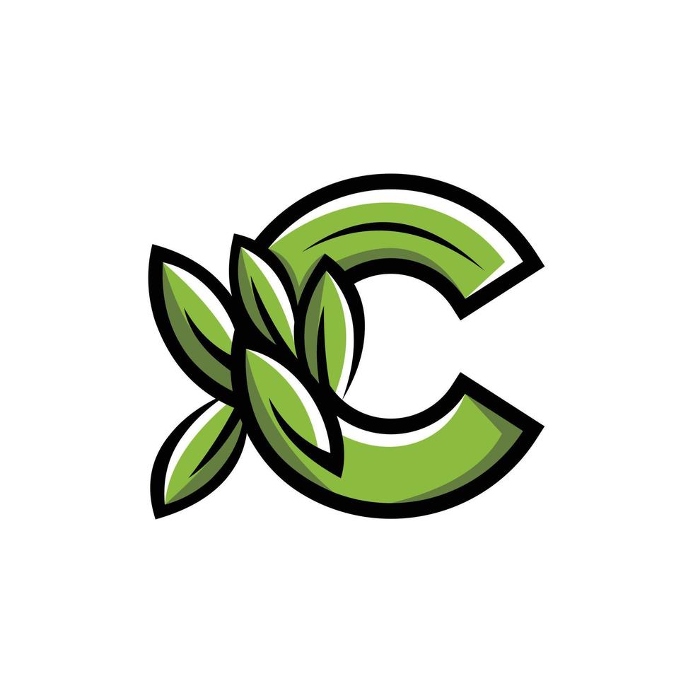 letra c hoja naturaleza ecología logo vector