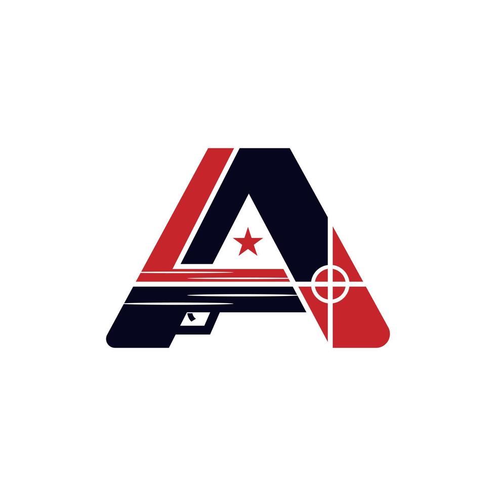 letra a armas de fuego logotipo simple moderno vector