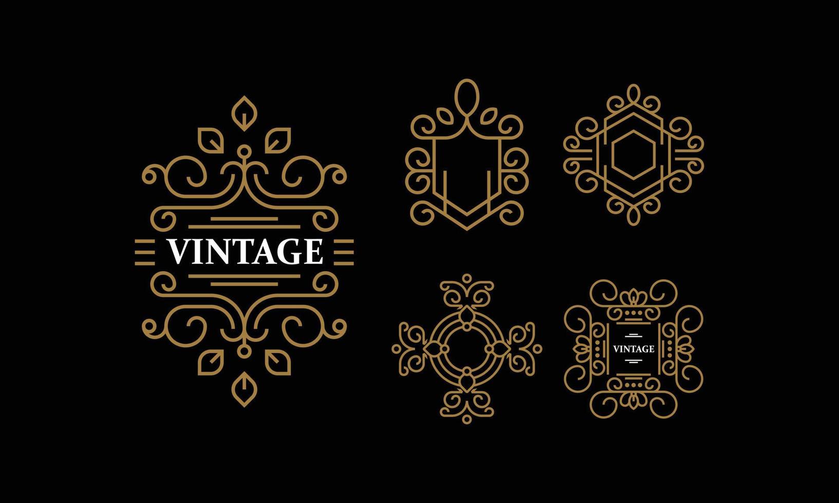 Set Frame Ornament Luxury Creative Design vector