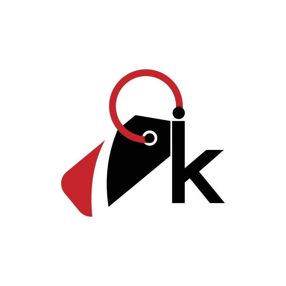 logotipo moderno simple de la etiqueta de precio de la letra k vector