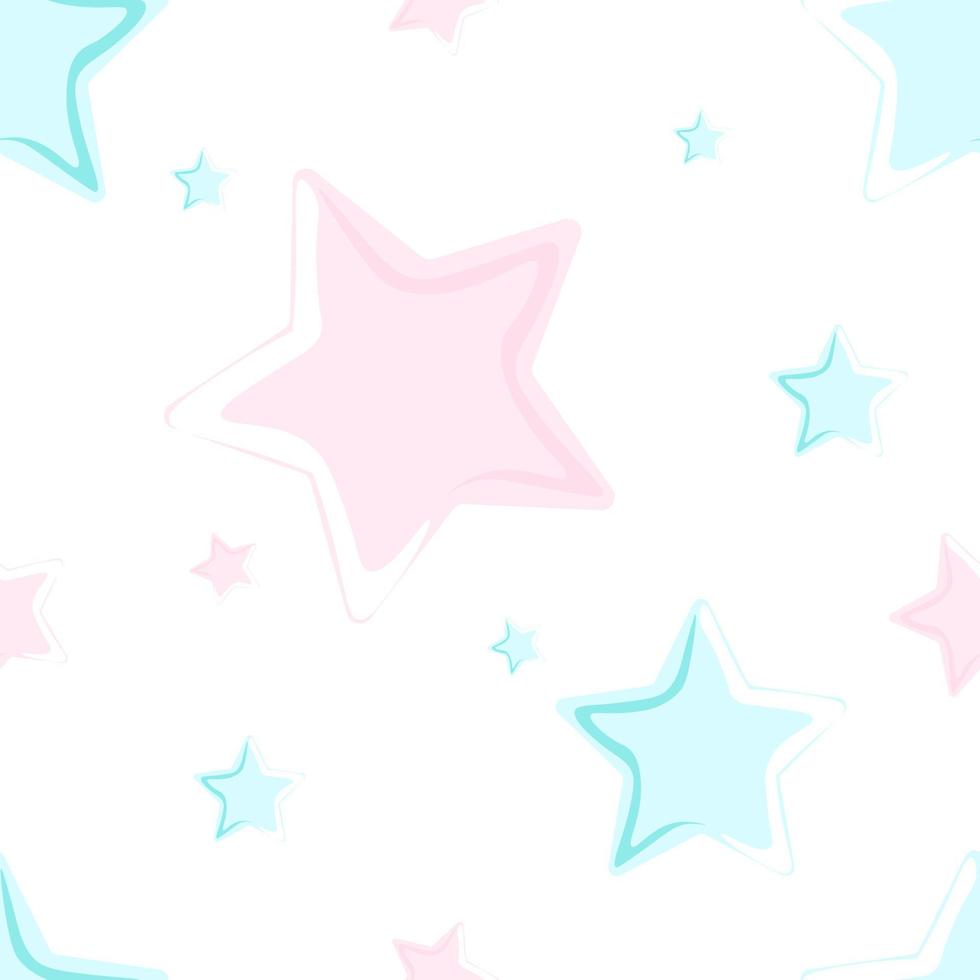 seamless pattern with pink and blue stars vector