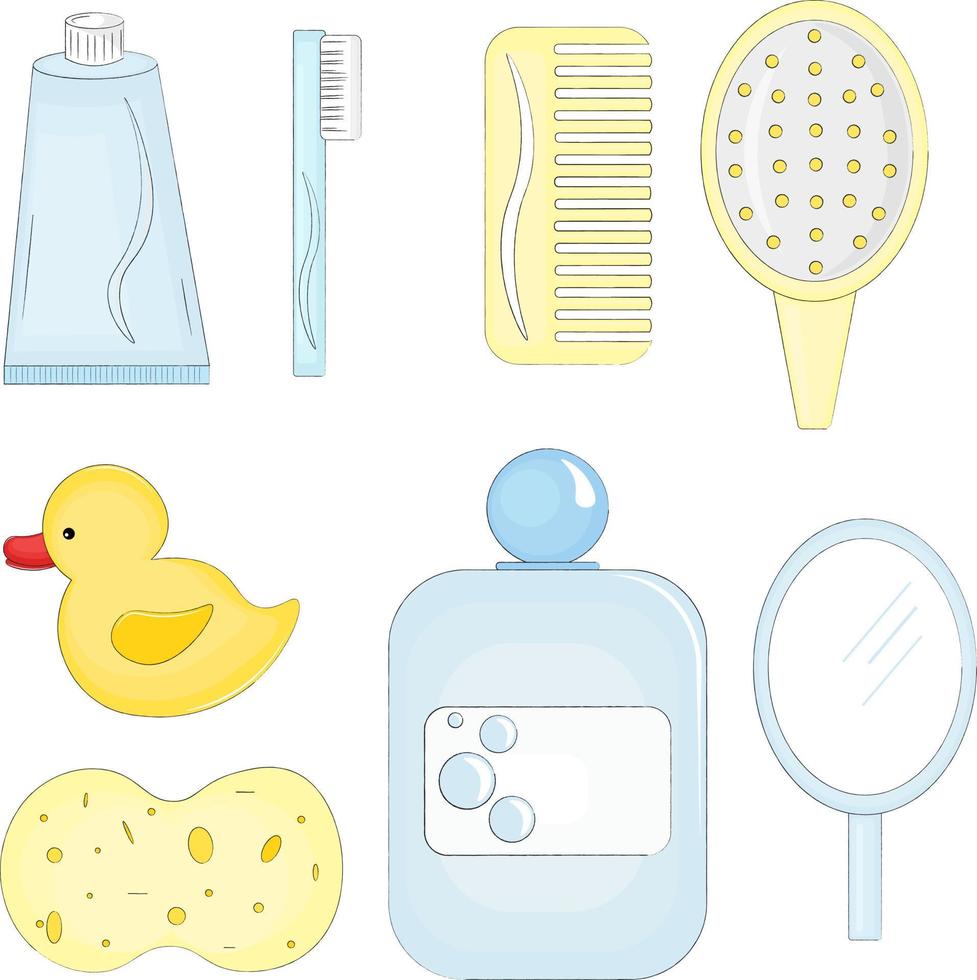 set with various bath accessories vector