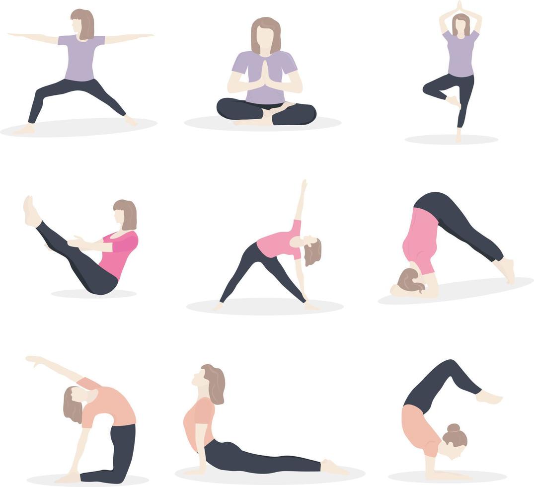 collage of yoga poses vector