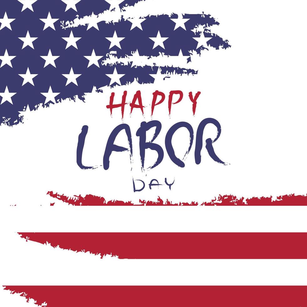 Happy Labor Day card with USA flag. vector