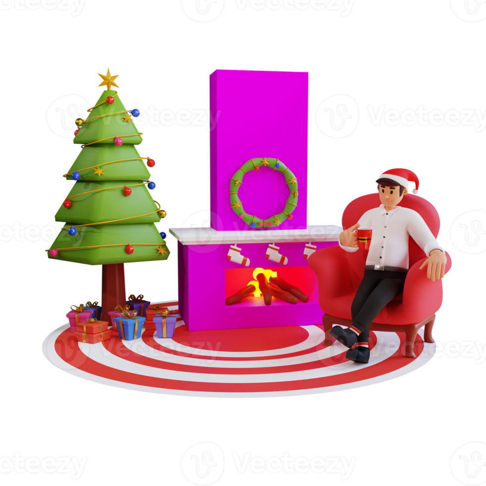 3d employee character illustration new year christmas party png